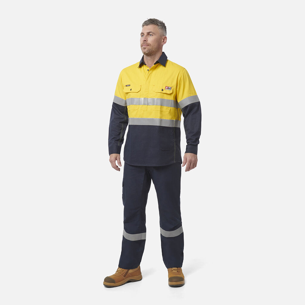 ShieldTec FR Hi Vis 2 Tone Closed Front Taped Shirt PPE2