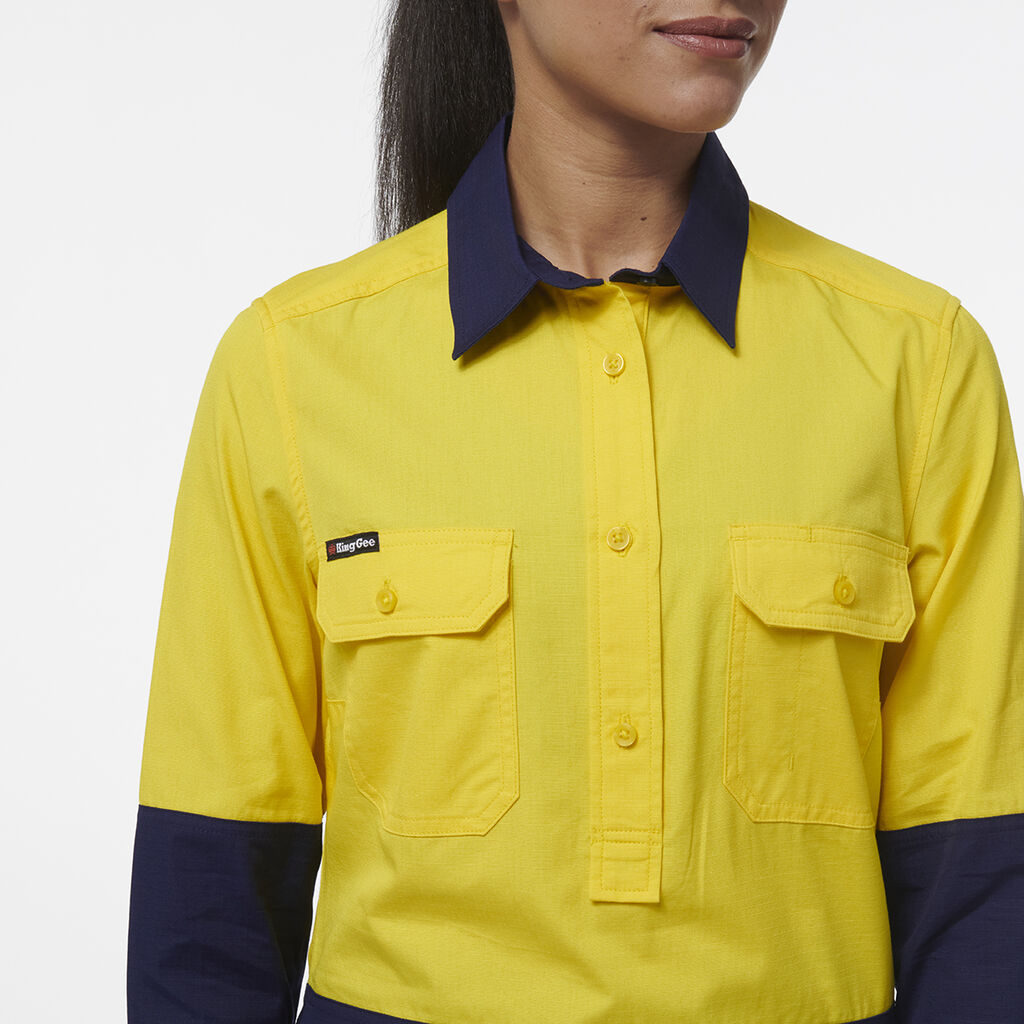 Womens Workcool Vented Closed Front Spliced Shirt 