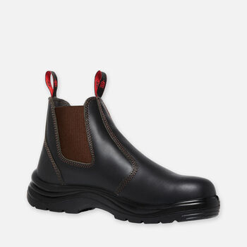 Flinders Leather Steel Cap Gusset Work Boots - Claret 
