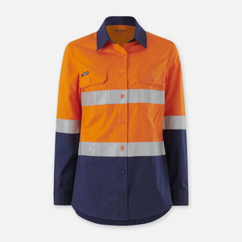 Womens Workcool Vented Spliced Spliced Shirt Taped Long Sleeve