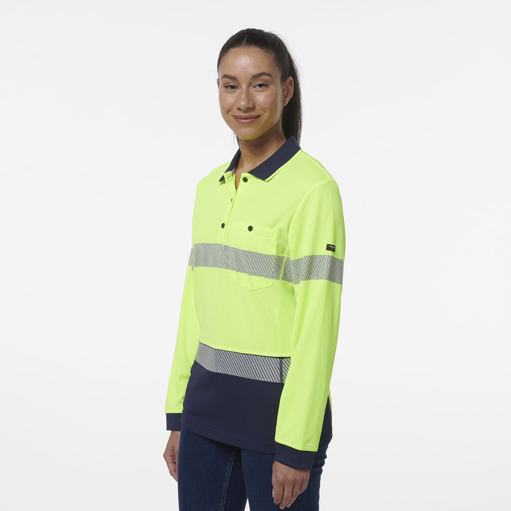 Womens Workcool Hyperfreeze Spliced Long Sleeve Polo with Segmented Tape