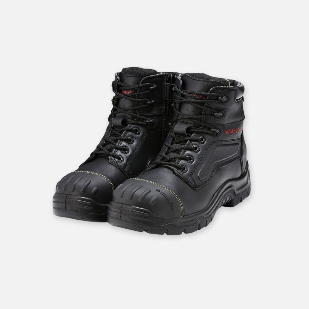 Phoenix Zip/Lace Safety Work Boots with Scuff Cap - Black