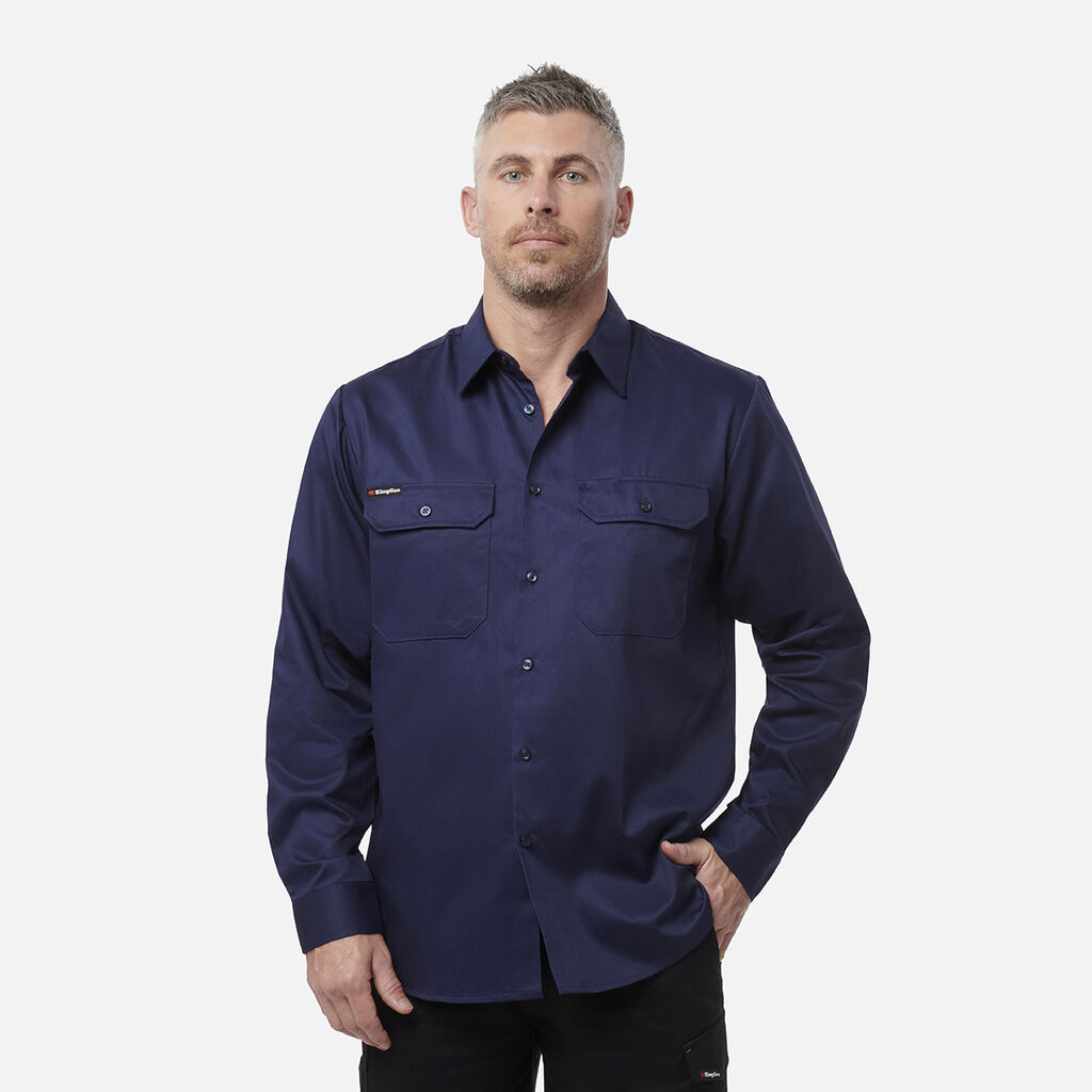 Originals Long Sleeve Open Front Cotton Drill Work Shirt