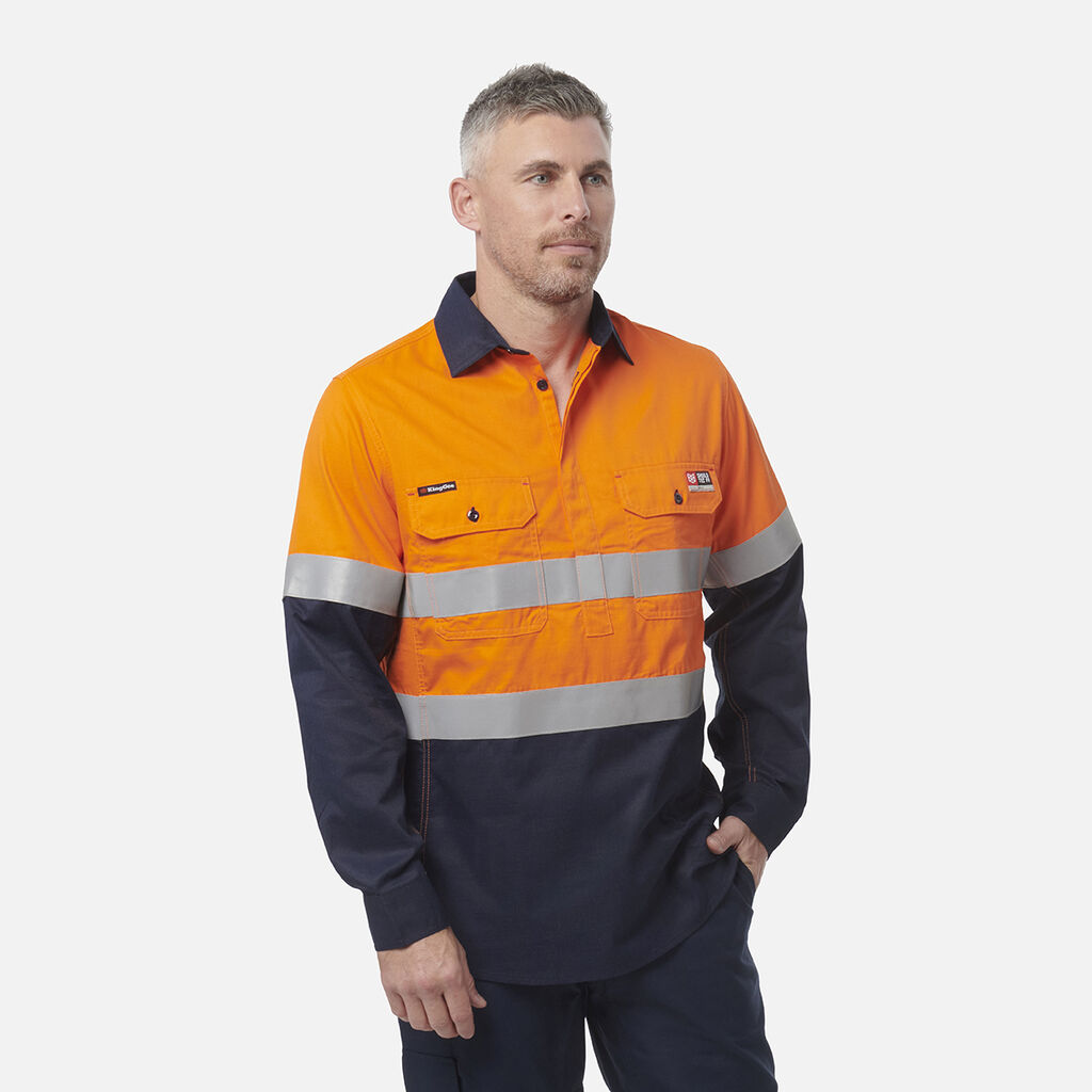 ShieldTec FR Hi Vis 2 Tone Closed Front Taped Shirt PPE2