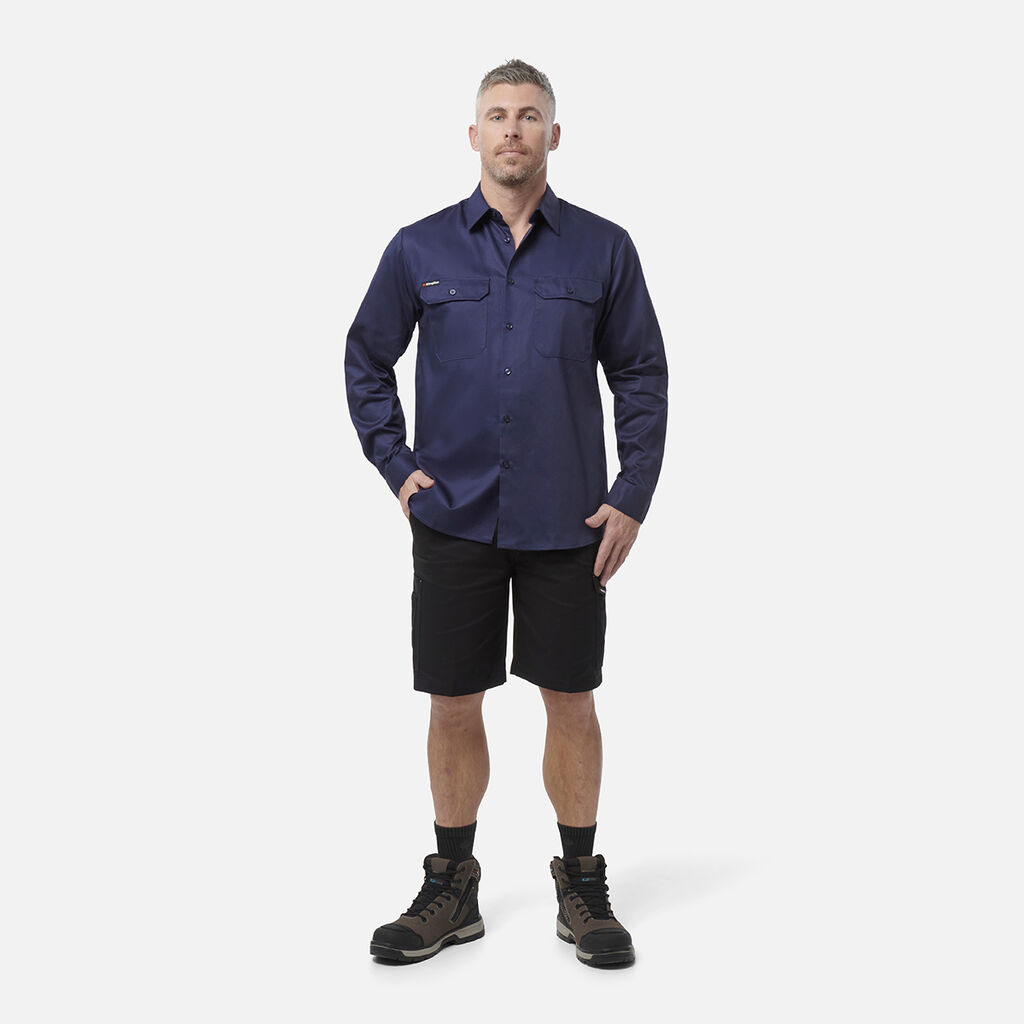 Originals Long Sleeve Open Front Cotton Drill Work Shirt