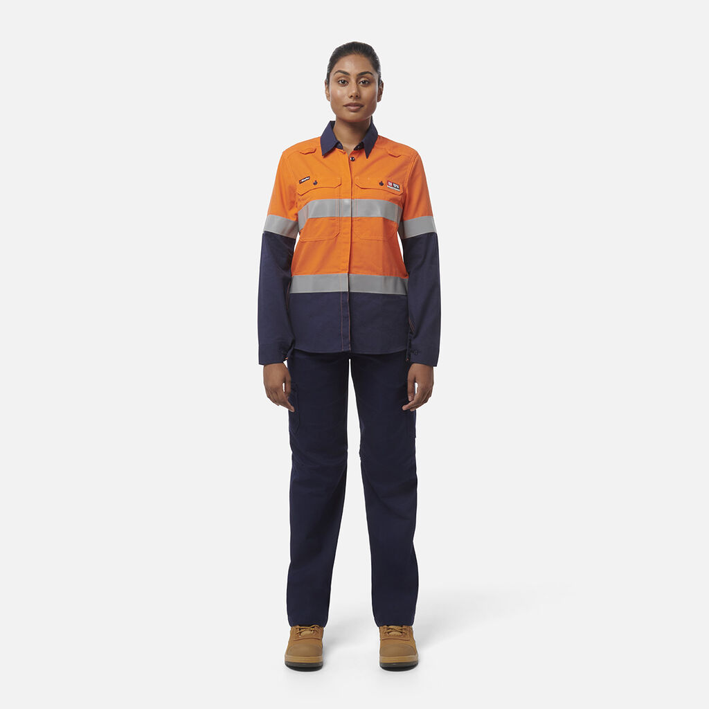 Women’s Shieldtec LENZING™ FR Hi-Vis Spliced Open Front Taped Shirt PPE2