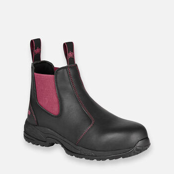 Women's Tradie Gusset Steel Cap Work Boots - Black 