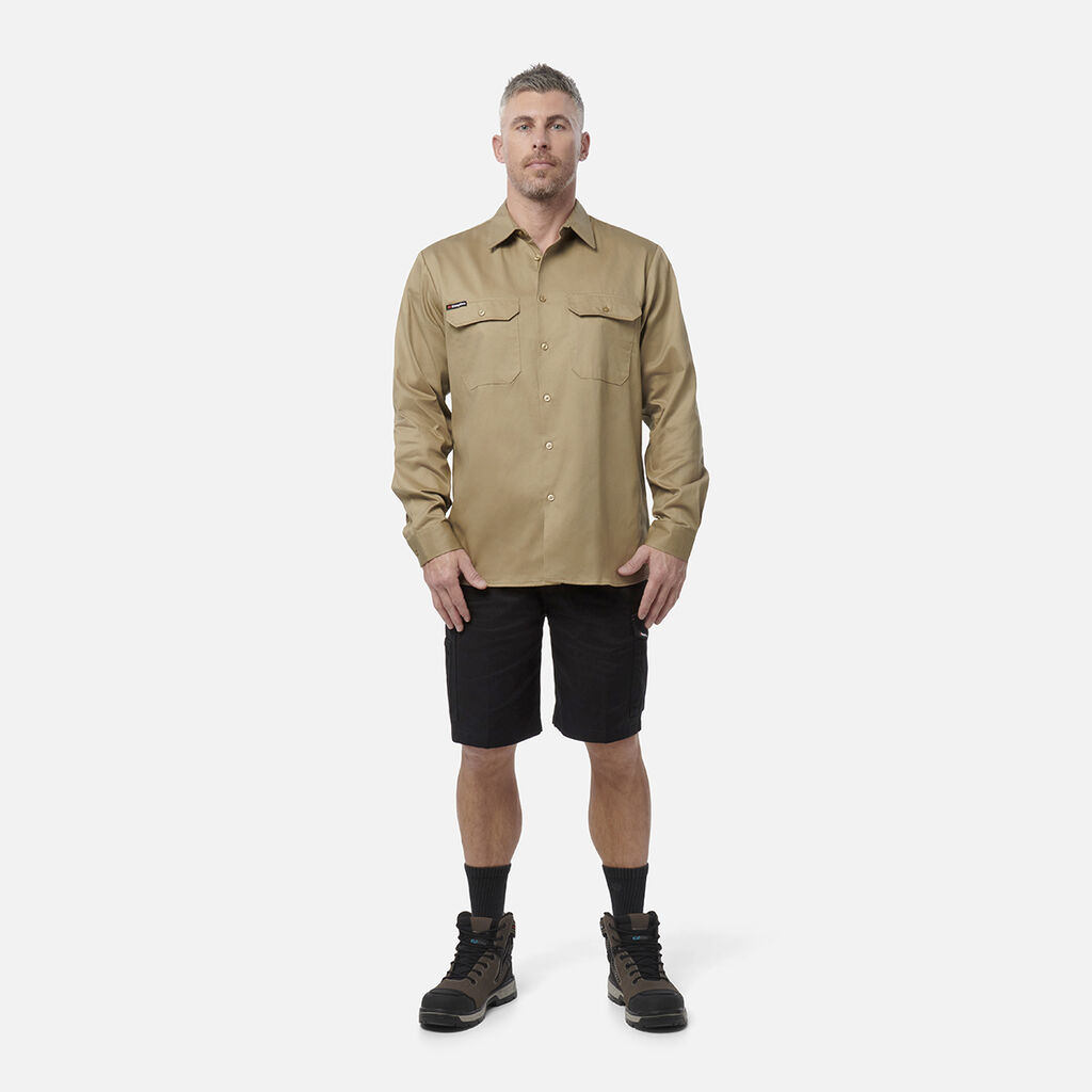 Originals Long Sleeve Open Front Cotton Drill Work Shirt