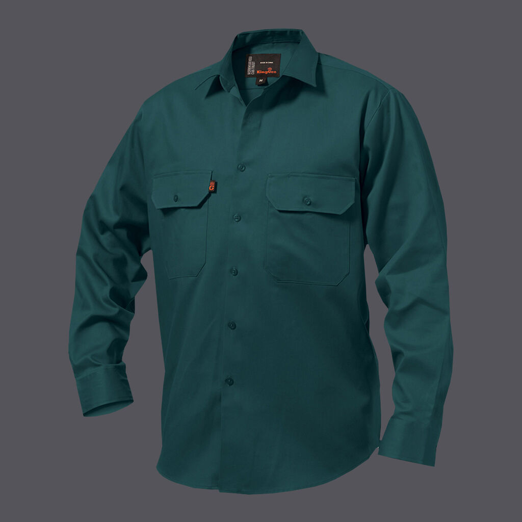 Open Front Drill Shirt Long Sleeve