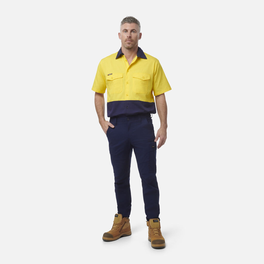 Workcool 2 Hi-Vis Two Tone Short Sleeve Drill Work Shirt