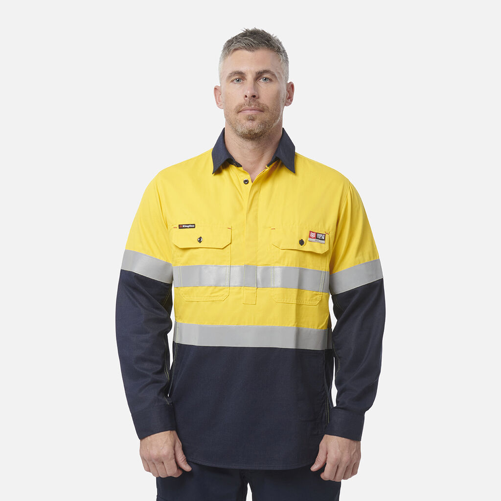 ShieldTec FR Hi Vis 2 Tone Closed Front Taped Shirt PPE2