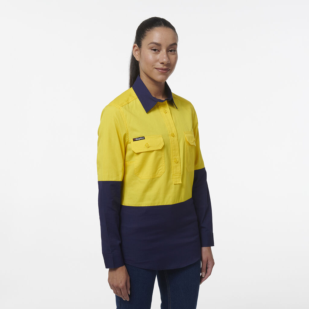 Womens Workcool Vented Closed Front Spliced Shirt 
