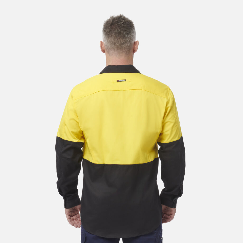 Workcool 2 Hi-Vis Two Tone Long Sleeve Drill Work Shirt