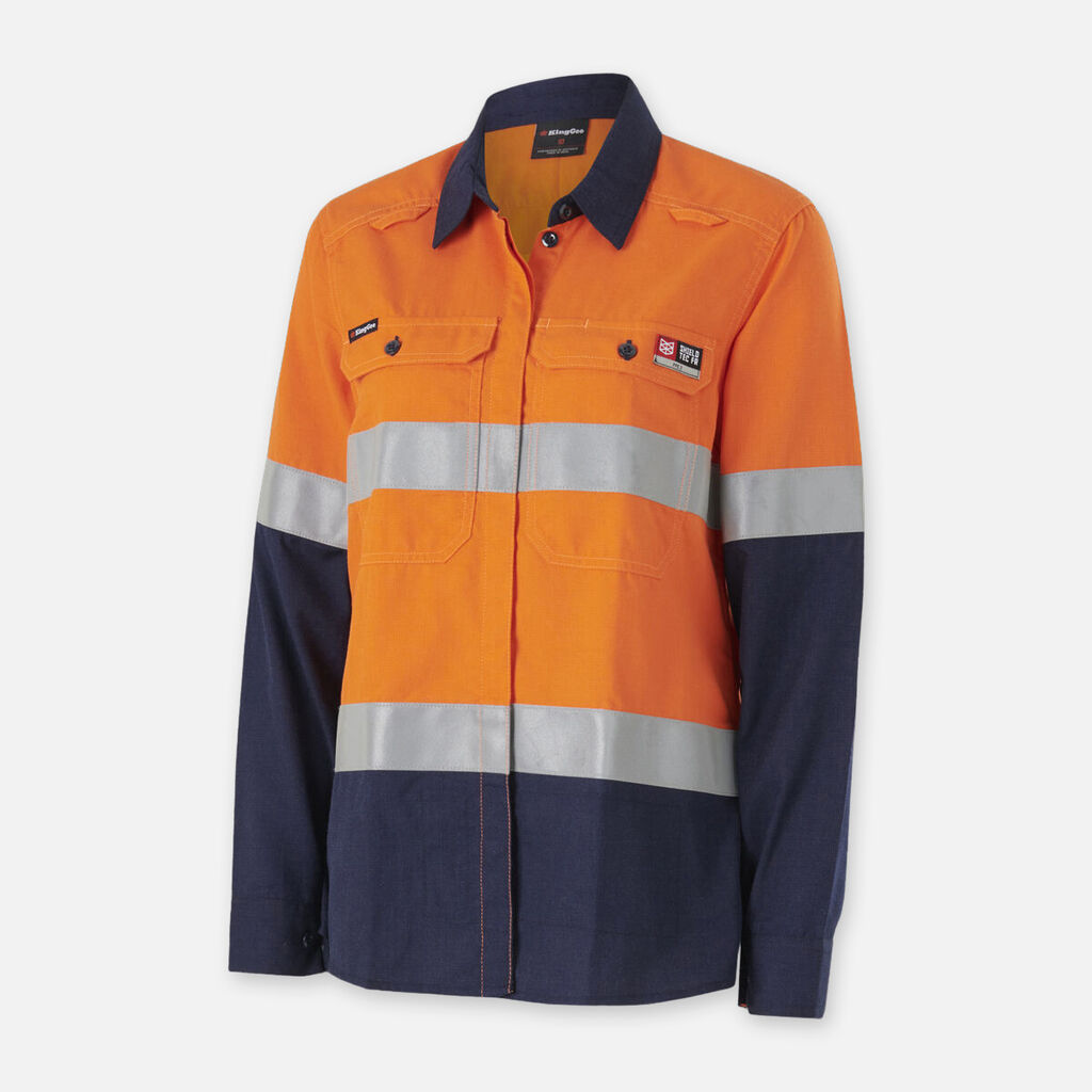 Women’s Shieldtec LENZING™ FR Hi-Vis Spliced Open Front Taped Shirt PPE2