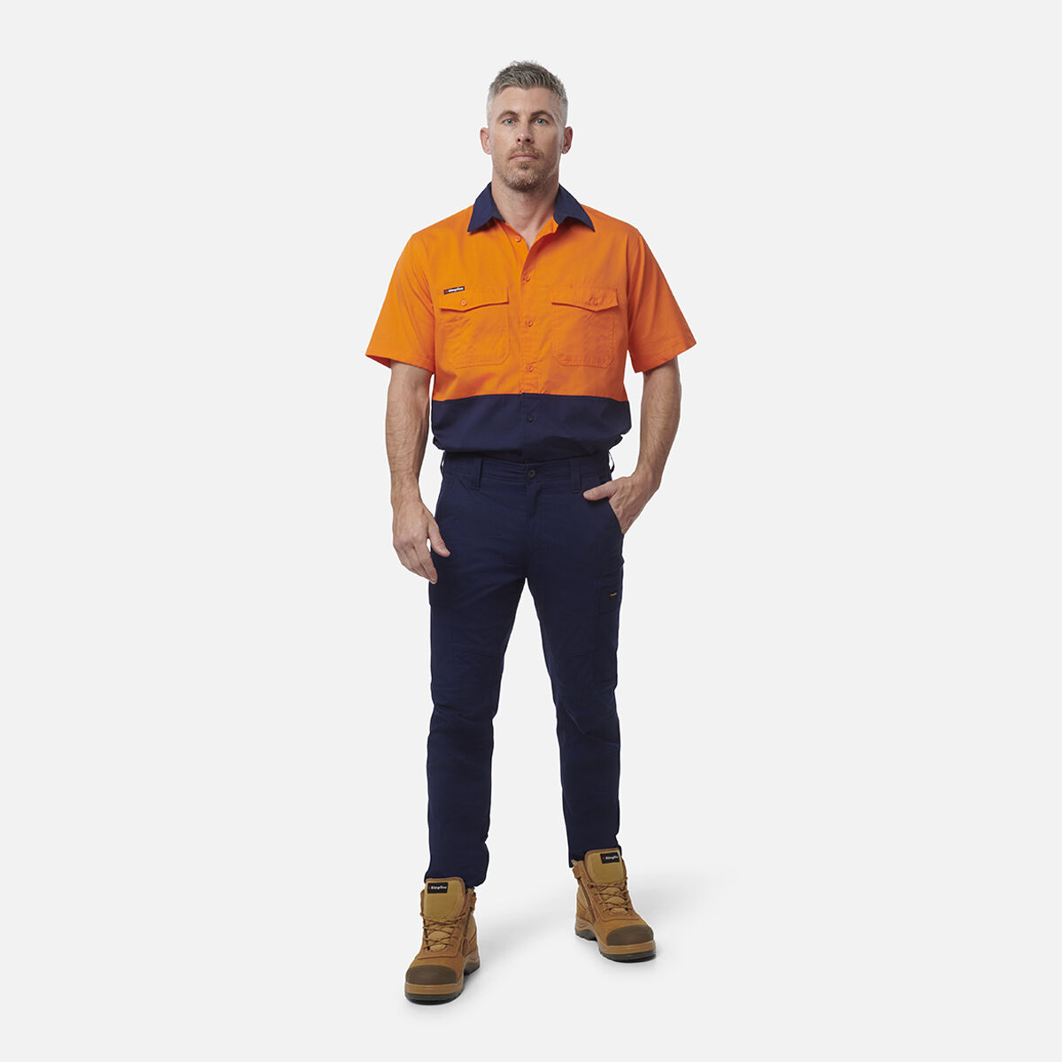 Workcool 2 Hi-Vis Two Tone Short Sleeve Drill Work Shirt
