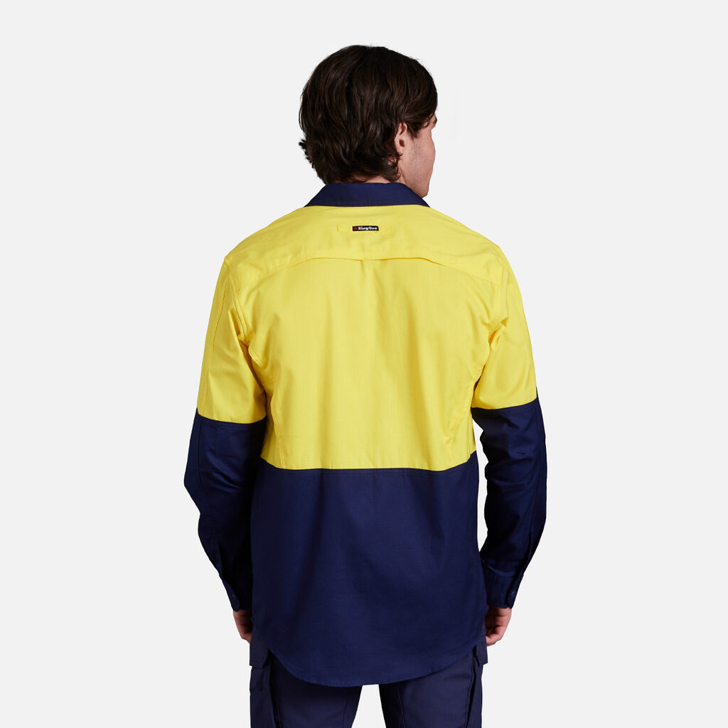 Workcool 2 Hi-Vis Two Tone Long Sleeve Drill Work Shirt