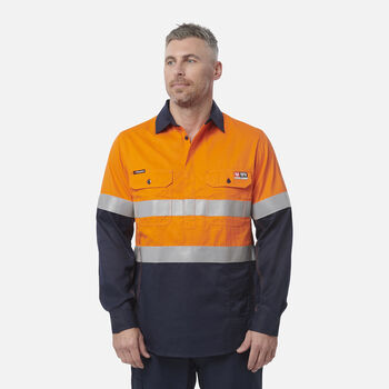 ShieldTec FR Hi Vis 2 Tone Closed Front Taped Shirt