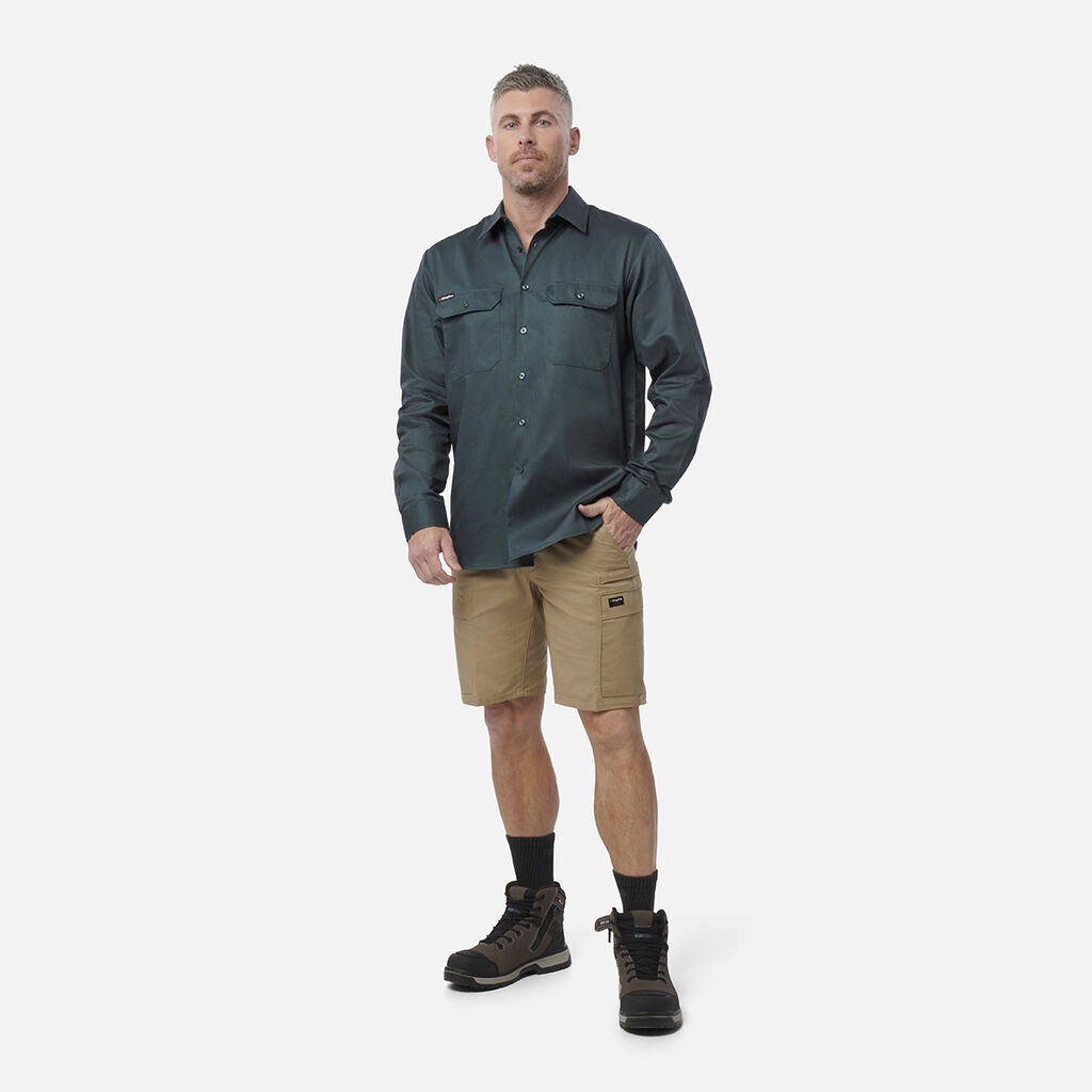 Originals Long Sleeve Open Front Cotton Drill Work Shirt