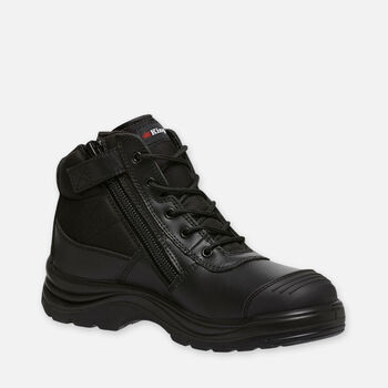 Tradie Zip/Lace Steel Cap Safety Work Boots 5" - Black