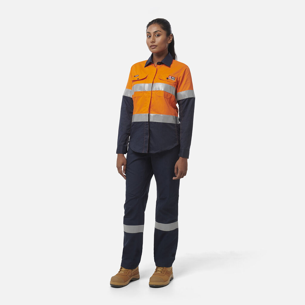 Women's ShieldTec FR Hi Vis 2Tone Open Front Taped Shirt PPE2