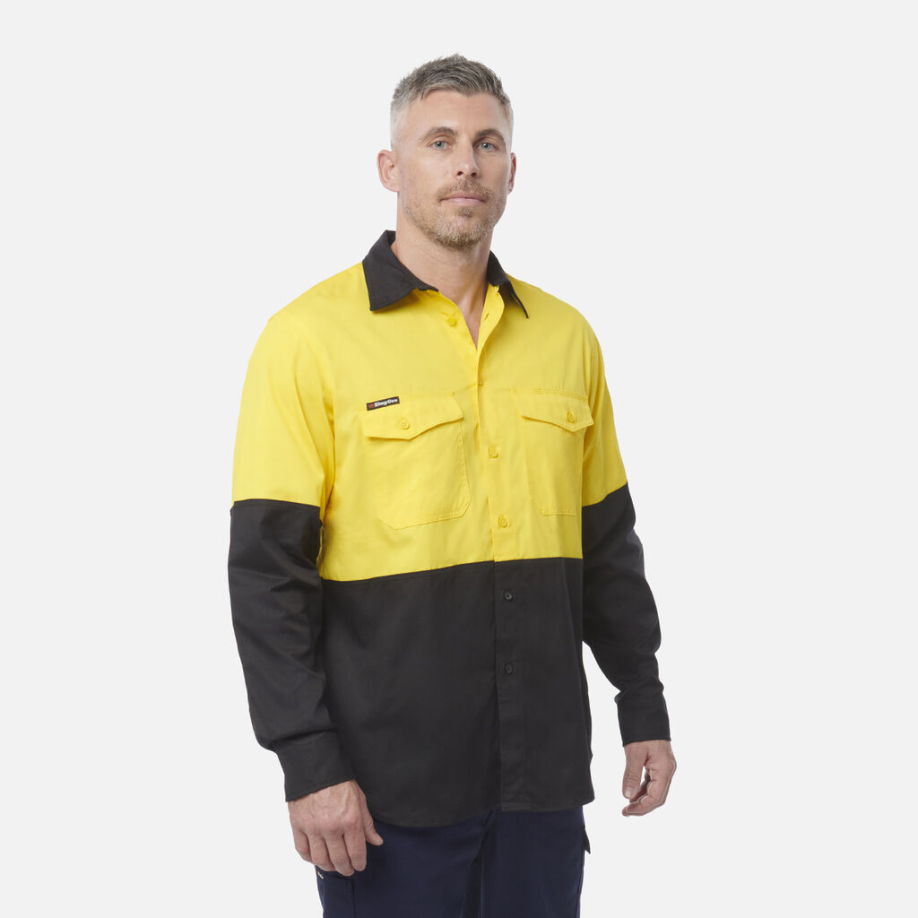 Workcool 2 Hi-Vis Two Tone Long Sleeve Drill Work Shirt