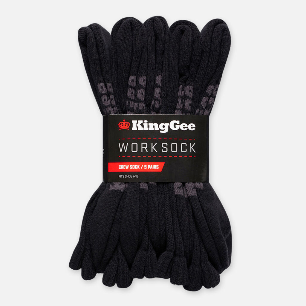 Men's Cotton Crew Work Socks - 5 Pack