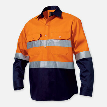 Reflective Closed Front Spliced Drill Shirt Long Sleeve