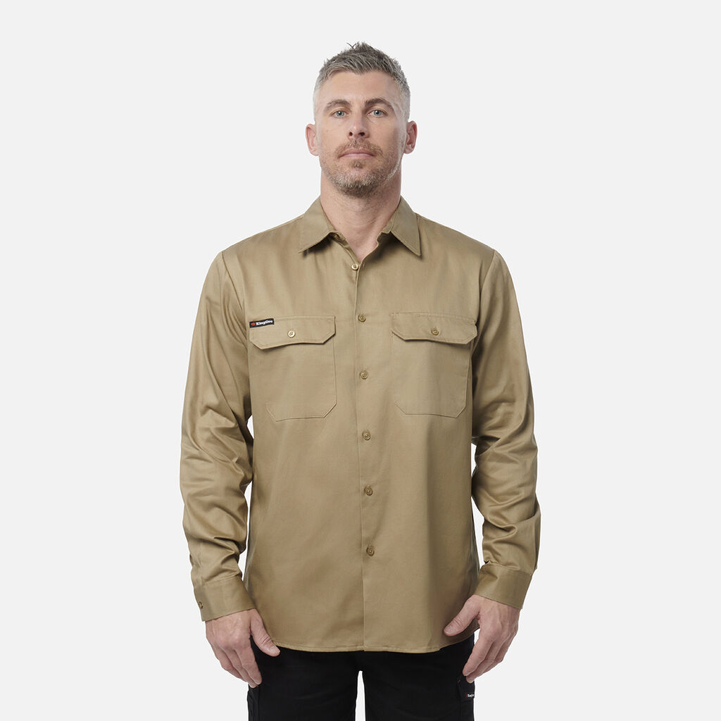 Originals Long Sleeve Open Front Cotton Drill Work Shirt