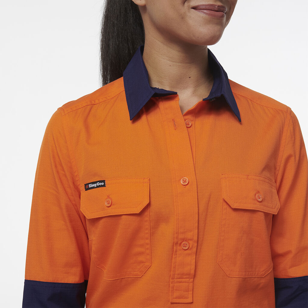 Womens Workcool Vented Closed Front Spliced Shirt 