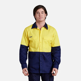 Workcool 2 Hi-Vis Two Tone Long Sleeve Drill Work Shirt
