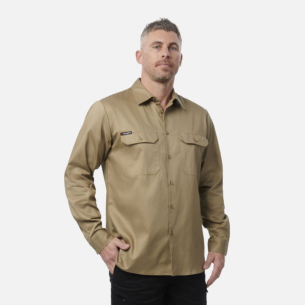 Originals Long Sleeve Open Front Cotton Drill Work Shirt