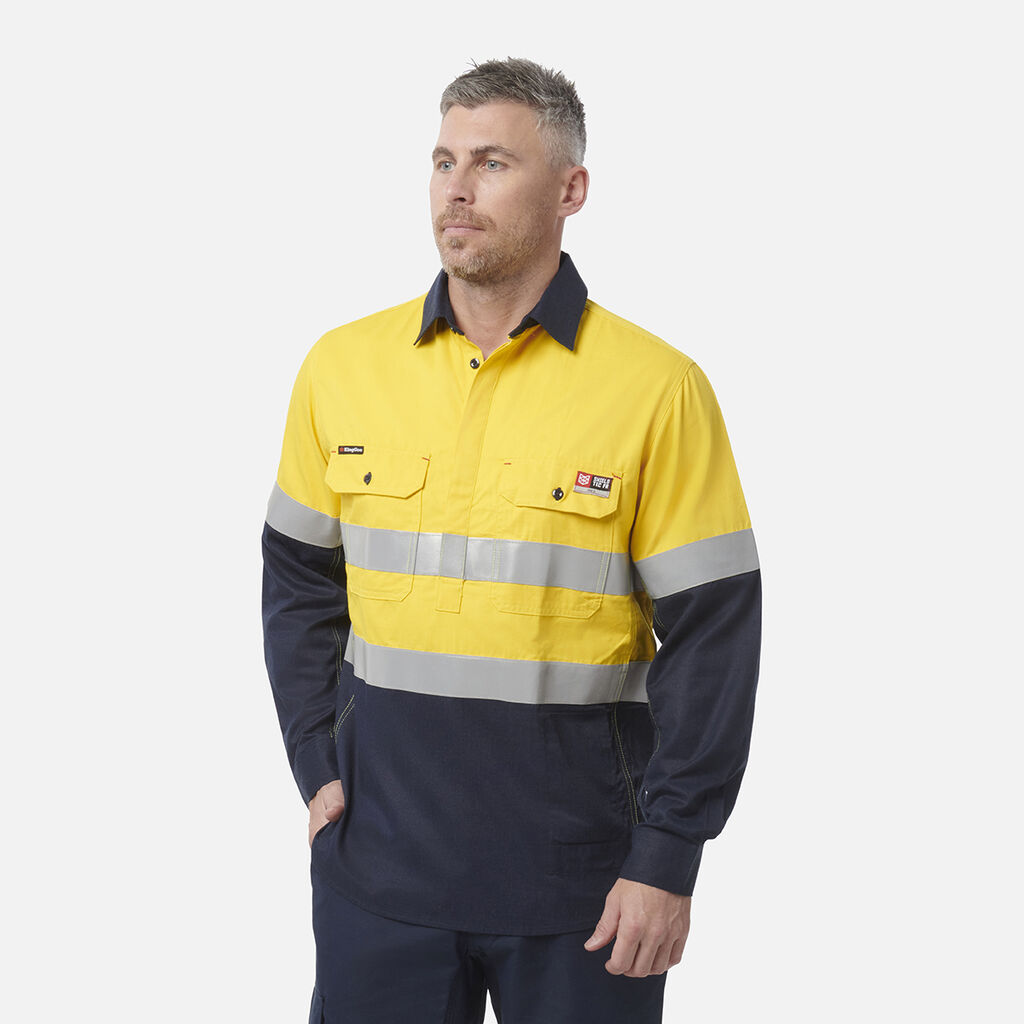 ShieldTec FR Hi Vis 2 Tone Closed Front Taped Shirt PPE2