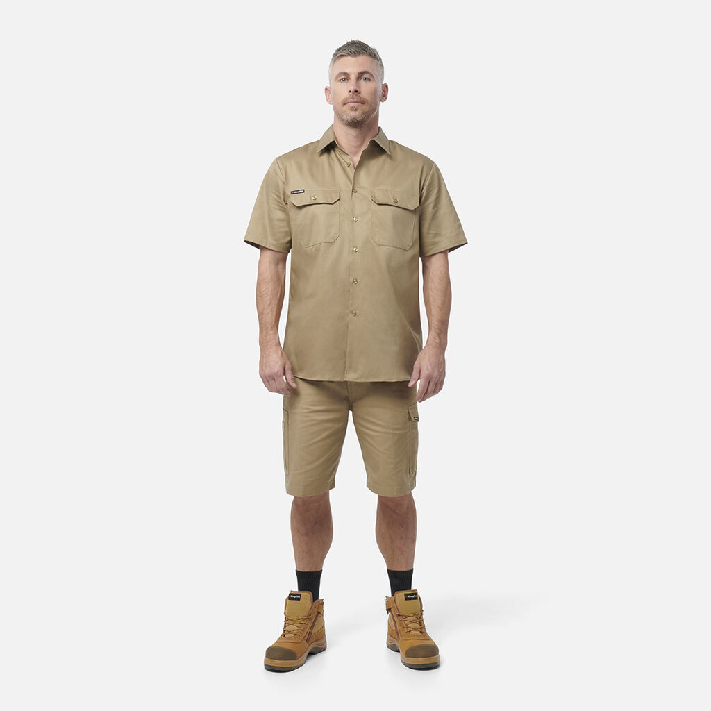 Originals Short Sleeve Open Front Cotton Drill Work Shirt