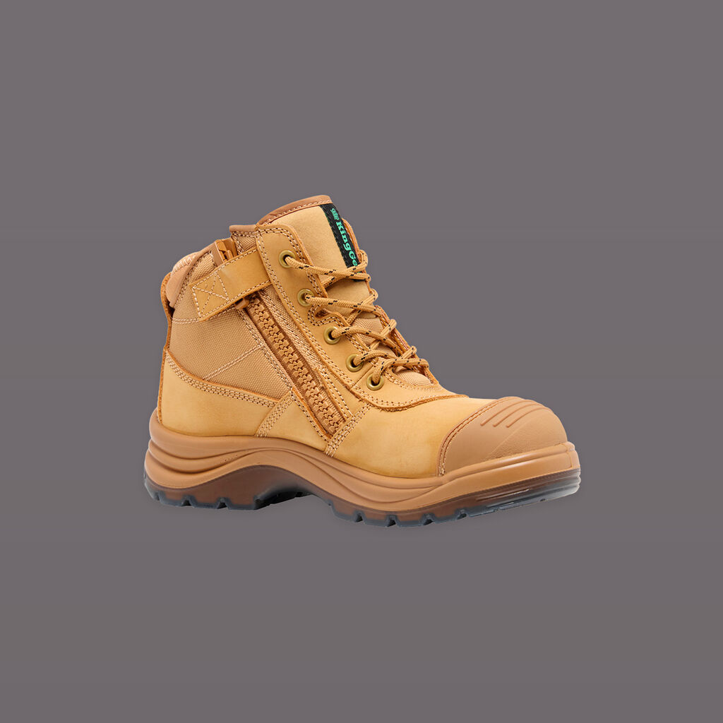 Tradie Women's Zip/Lace Steel Cap Work Boots 5" - Wheat