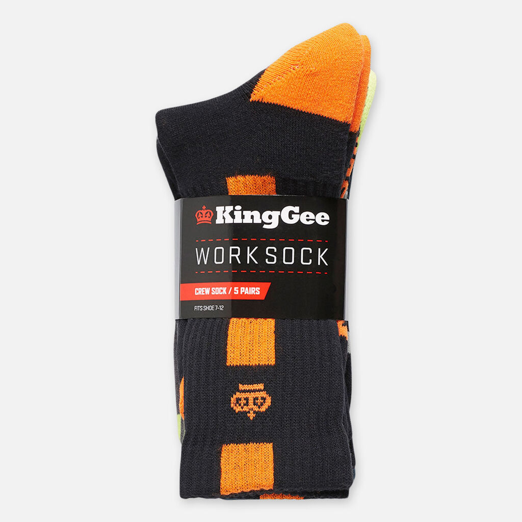 Men's Cotton Crew Work Socks - 5 Pack