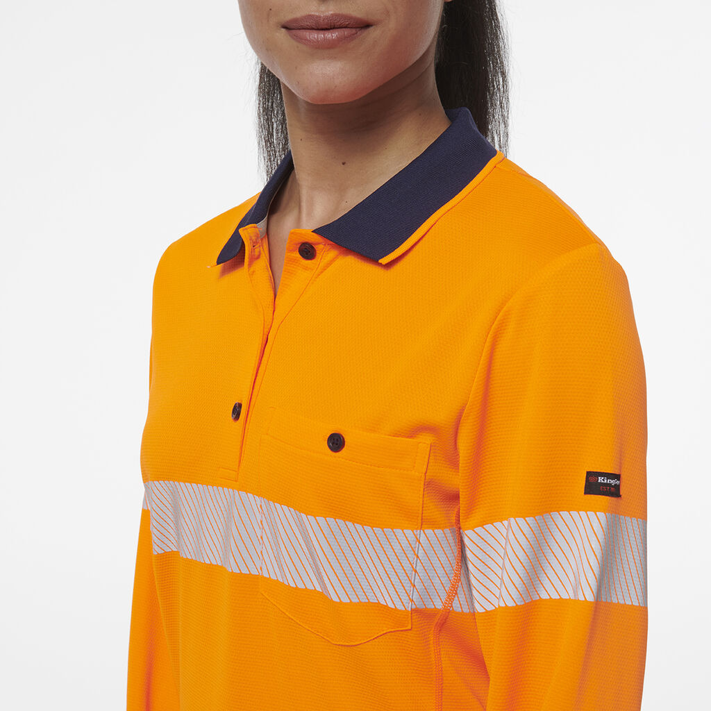 Womens Workcool Hyperfreeze Spliced Long Sleeve Polo with Segmented Tape