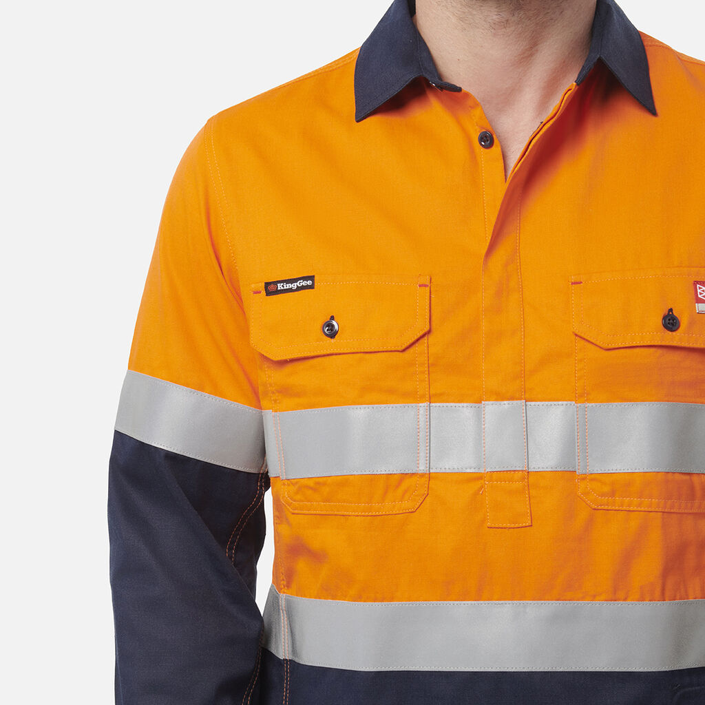 ShieldTec FR Hi Vis 2 Tone Closed Front Taped Shirt PPE2