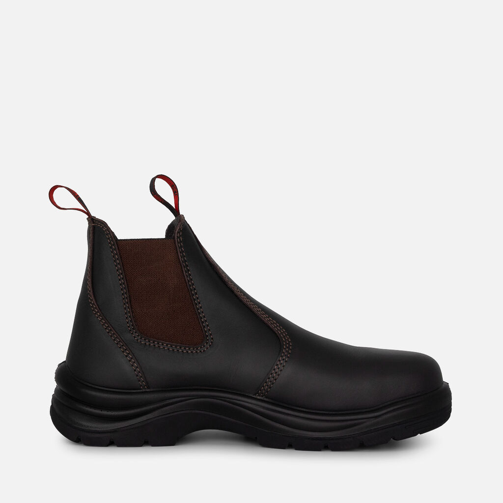 Flinders Leather Steel Cap Gusset Work Boots - Claret