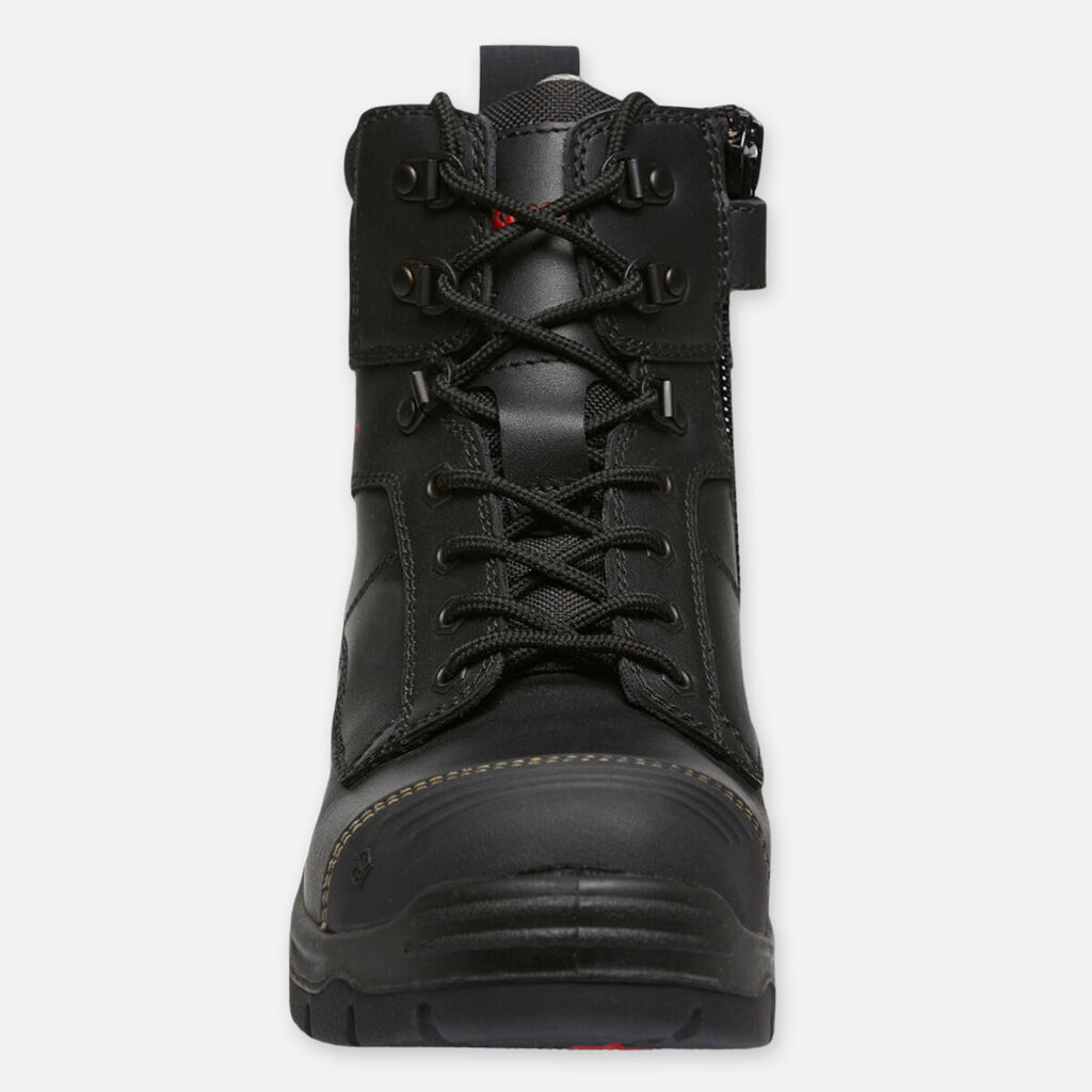 Phoenix Zip/Lace Safety Work Boots with Scuff Cap - Black