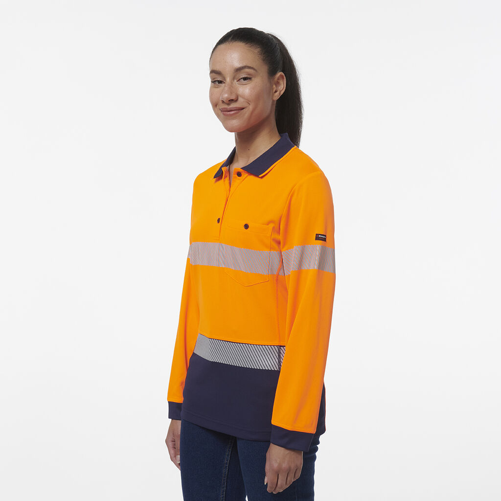 Womens Workcool Hyperfreeze Spliced Long Sleeve Polo with Segmented Tape