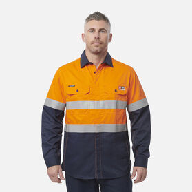 ShieldTec Fr Hi Vis 2 Tone Open Front Taped Shirt PPE2