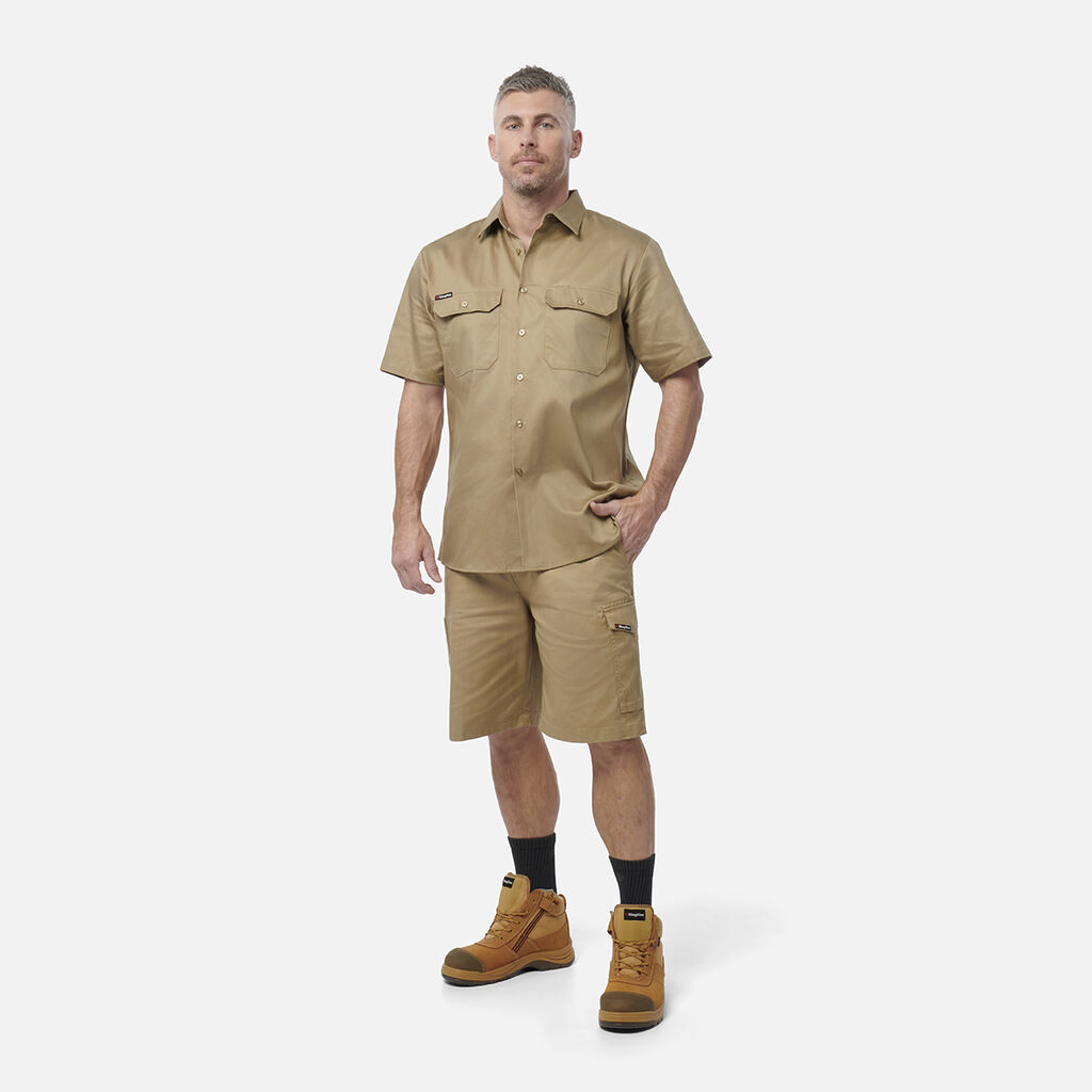 Originals Short Sleeve Open Front Cotton Drill Work Shirt
