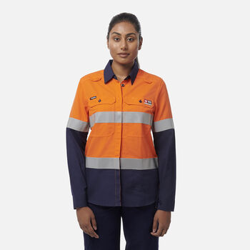 Women’s Shieldtec Lenzing FR Hi-Vis Spliced Open Front Taped Shirt