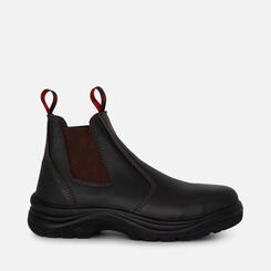 Flinders Leather Steel Cap Gusset Work Boots - Claret