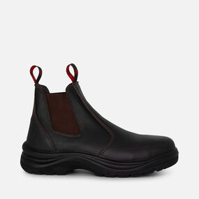 Flinders Leather Steel Cap Gusset Work Boots - Claret